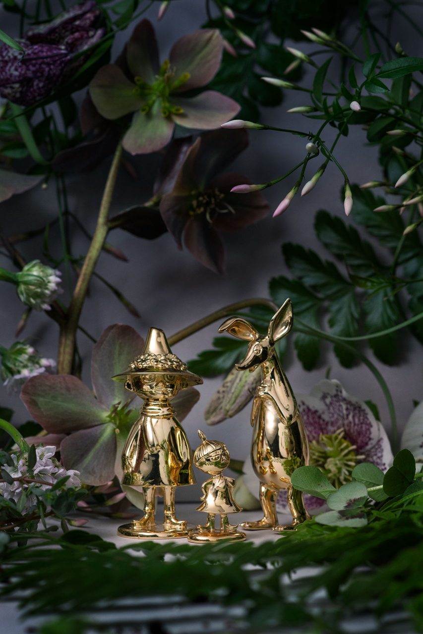Gold-plated moomin figurines
