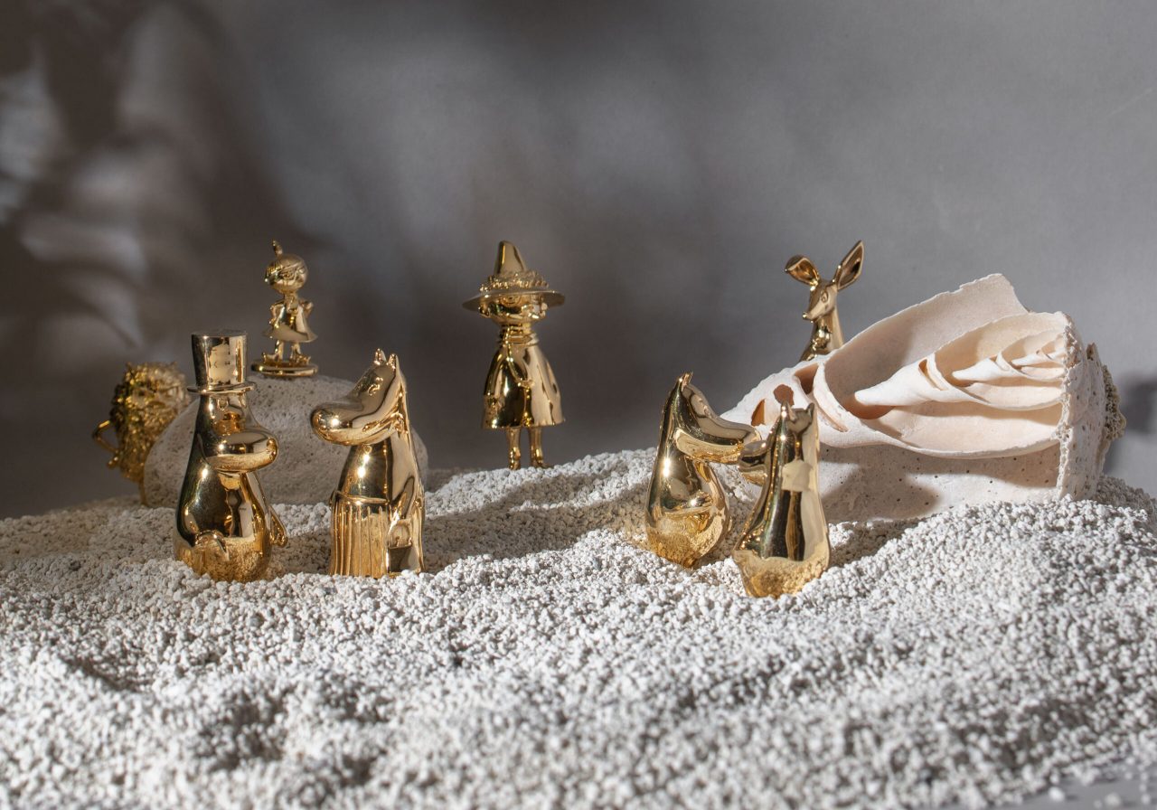 Gold plated moomin figurines