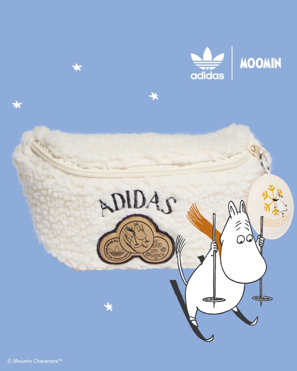 White fluffy waist bag with moon