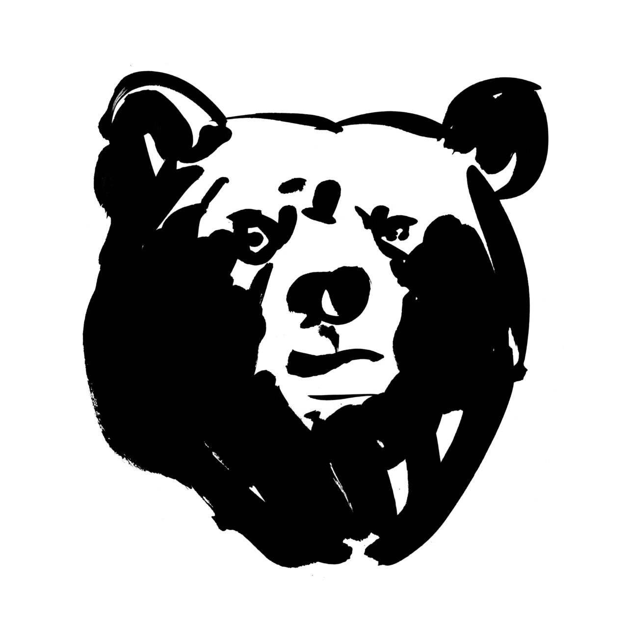 Bear black and white illustration
