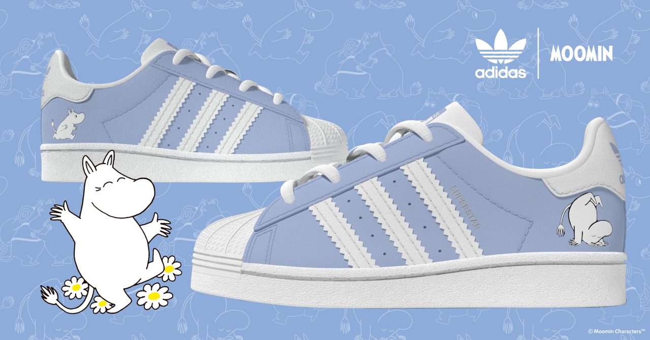 Adidas superstar shoes with moomintroll