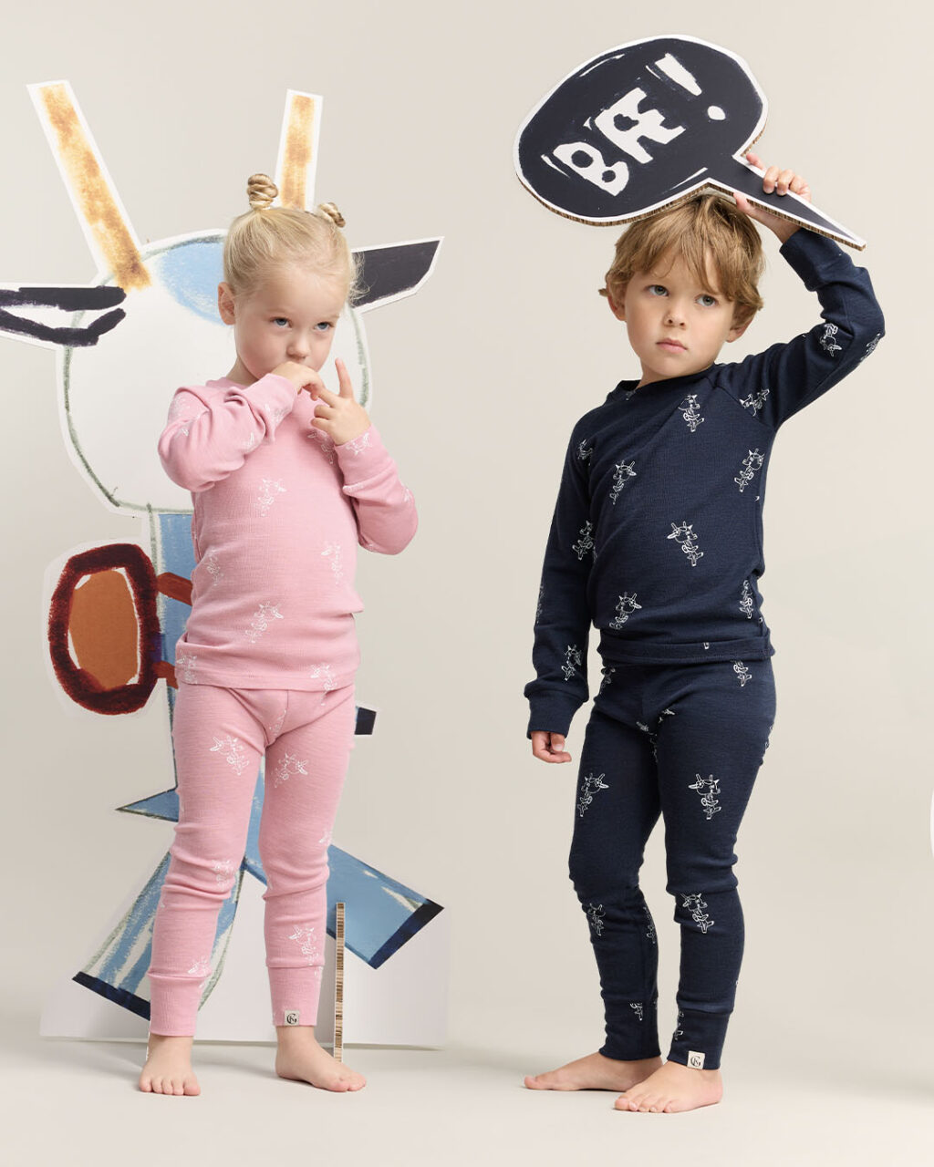 two children wearing wool sets