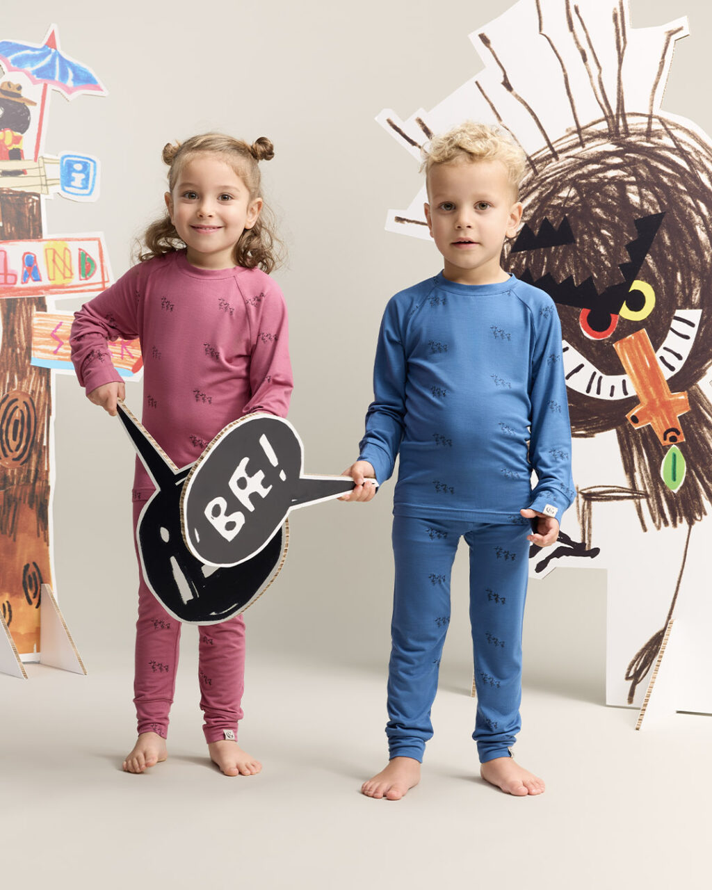 two children wearing wool sets