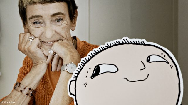 Photo of Gunilla Bergström with Alfie Atkins