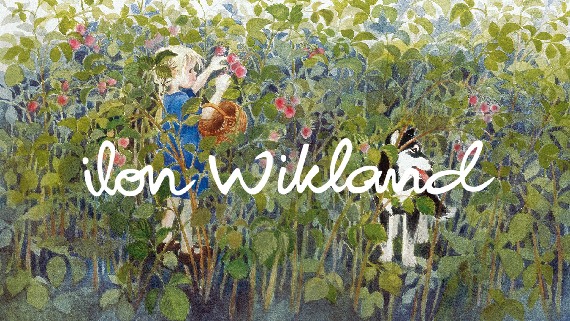 Illustration with girl and dog