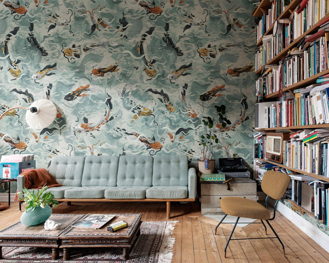 wallpaper fish living room