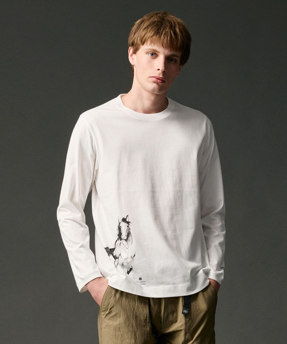 white longsleeve with horse print